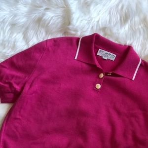 Vintage St. John Hot Pink Knit Polo Top 😍